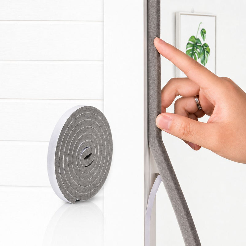 Burlete de Espuma Autoadhesivo para Puertas y Ventanas | Aislante de Ruido, Polvo y Aire 30mmx10mm (1 Rollo). Tira de Sellado gris.
