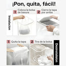 Basurero Ajustable Con Tapa Y Ruedas (60x33x22cm). Bote De Basura Para Bolsas De 20L A 90L. Papelera. Color blanco.