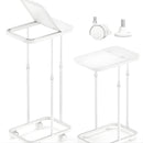Basurero Ajustable Con Tapa Y Ruedas (60x33x22cm). Bote De Basura Para Bolsas De 20L A 90L. Papelera. Color blanco.