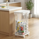Basurero Ajustable Con Tapa Y Ruedas (60x33x22cm). Bote De Basura Para Bolsas De 20L A 90L. Papelera. Color blanco.