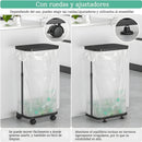 Basurero Ajustable Con Tapa Y Ruedas (60x33x22cm). Bote De Basura Para Bolsas De 20L A 90L. Papelera. Color negro.