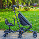 Asiento con Plataforma para Cochecito de Bebé Universal con Ruedas y Manillar. Patineta con Silla para Segundo Niño Ajustable y con Suspensión. Color Negro (64x42x59cm)