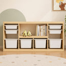 Organizador de Juguetes Infantil con Gavetas de Almacenamiento. Mueble Infantil Montessori con 8 Contenedores Plásticos  Almacenamiento Multinivel (156x30x76cm)