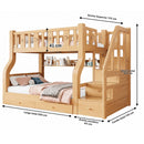 Litera Infantil Camarote Madera Maciza Twin Escalera y Cajones. Cama Barandal de Seguridad, Estantes y Base Reforzada. Incluye 2 Colchones Sencillos. (viene desarmado cliente debe ensamblar)