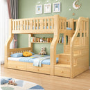 Litera Infantil Camarote Madera Maciza Twin Escalera y Cajones. Cama Barandal de Seguridad, Estantes y Base Reforzada. Incluye 2 Colchones Sencillos. (viene desarmado cliente debe ensamblar)