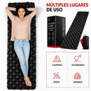 Colchoneta Inflable Camping Ultraligera Nylon 40D. Sleeping Mat colchón Impermeable con Válvula Doble Portátil Compacta para Senderismo Mochilero (190x60x6cm) Color Negro