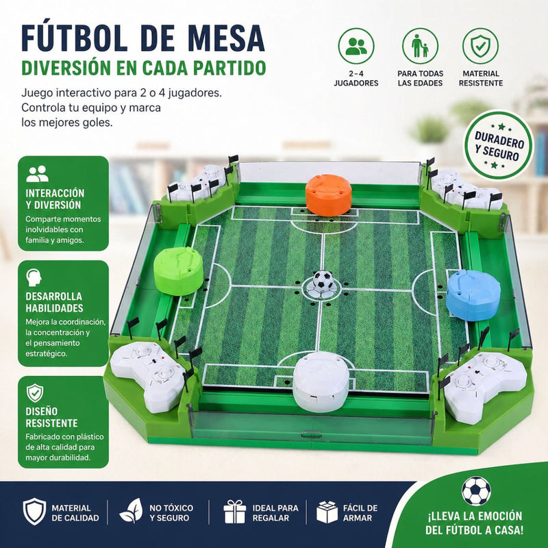 Juego de Fútbol de Mesa con Control Remoto. Tablero Interactivo con Mandos Inalámbricos. Campo Realista con set completo. Juguete Futbolito