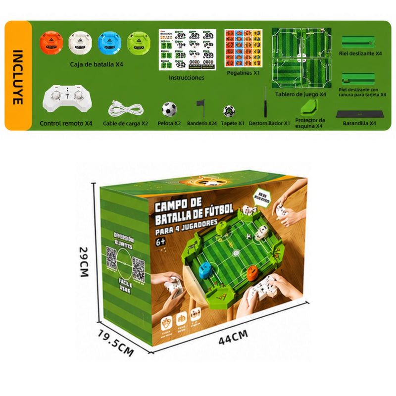 Juego de Fútbol de Mesa con Control Remoto. Tablero Interactivo con Mandos Inalámbricos. Campo Realista con set completo. Juguete Futbolito