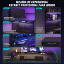 Mesa Escritorio Gamer 120 x 60 cm con Panel Pegboard Metálico, Repisas Ajustables y Soporte Monitor VESA 100x100mm. Mesa Gaming Full Setup Negra (No Incluye Monitor)