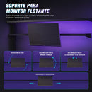 Mesa Escritorio Gamer 120 x 60 cm con Panel Pegboard Metálico, Repisas Ajustables y Soporte Monitor VESA 100x100mm. Mesa Gaming Full Setup Negra (No Incluye Monitor)