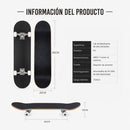 Patineta Skateboard 31” Maple 8 Capas ABEC-7 con Ruedas PU y Base de Aluminio Reforzada para Tricks y Freestyle. Estampado Negro y Blanco.