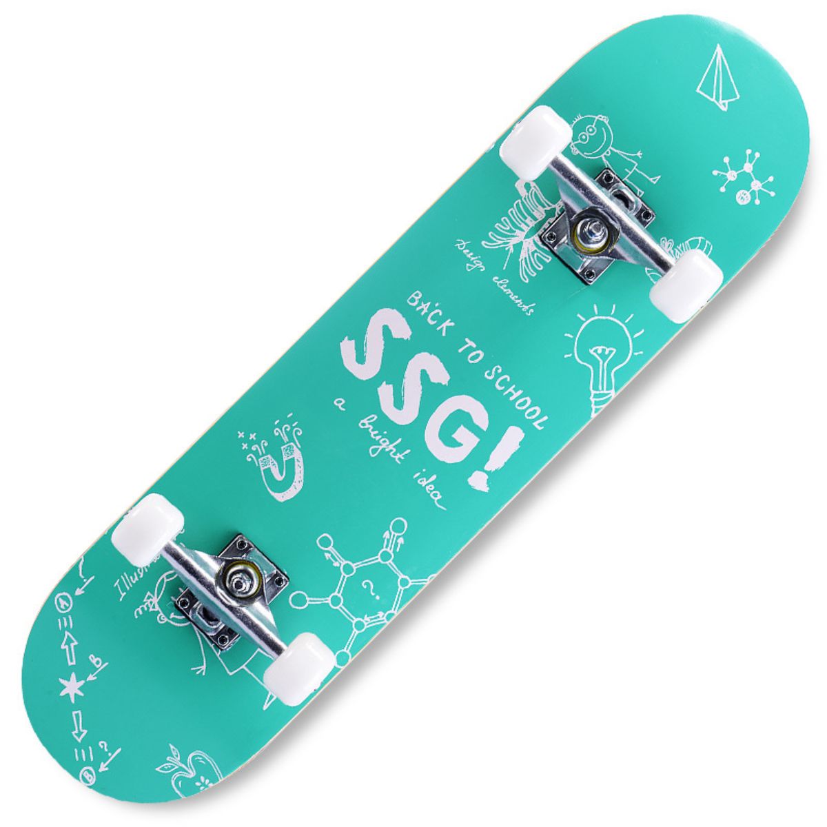 Patineta Skateboard 31” Maple 8 Capas ABEC-7 con Ruedas PU y Base de Aluminio Reforzada para Tricks y Freestyle. Estampado Verde.