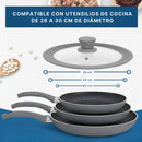 Tapa Universal de Silicona para Ollas y Sartenes 26 28 30cm de Vidrio y Silicona BPA Free. Tapa Antiderrame Reutilizable para Paila Sartén Caldero y Cacerola. Color Gris