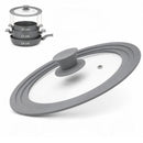 Tapa Universal de Silicona para Ollas y Sartenes 20 22 24cm de Vidrio y Silicona BPA Free. Tapa Antiderrame Reutilizable para Paila Sartén Caldero y Cacerola. Color Gris