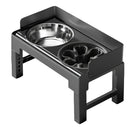 Comedero Elevado Antiderrame para Perros con Plato Comida Lenta Antiahogo Ajustable (21-29cm).(44x24cm) Negro