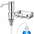 Dispensador de Jabón para Fregador con Bandeja Giratoria. Organizador de Cocina en Acero Inoxidable 304, Gancho 360° y Manguera de 1m. Plateado