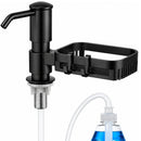 Dispensador de Jabón para Fregador con Bandeja Giratoria. Organizador de Cocina en Acero Inoxidable 304, Gancho 360° y Manguera de 1m. Negro