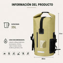 Mochila Impermeable Dry Bag para Deportes Acuáticos. Bolso Waterproof de 35L con Correas Acolchadas, Ventana Transparente y Reflectivo. Verde (28x51cm)