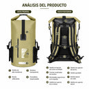 Mochila Impermeable Dry Bag para Deportes Acuáticos. Bolso Waterproof de 35L con Correas Acolchadas, Ventana Transparente y Reflectivo. Verde (28x51cm)