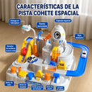 Pista de Carritos Espacial Interactiva para Niños. Set con 2 Mini Carros, 6 Botones de Control y Base de Aventura Espacial. Jueguete de Carreras