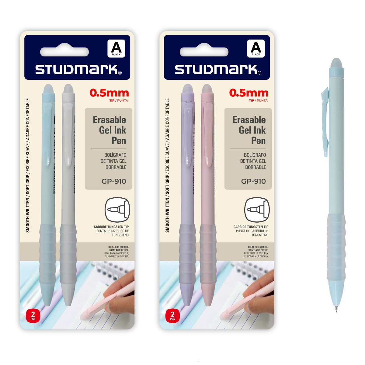 Bolígrafo borrable de gel 0.5mm negro (Set de 2 pzas).