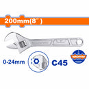 Llave ajustable. Longitud 200mm(8"). Ajustable 0-24mm