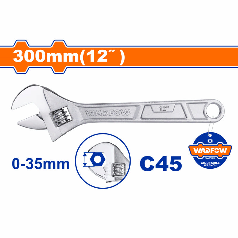 Llave ajustable. Longitud 300mm(12"). Ajustable 0-35mm