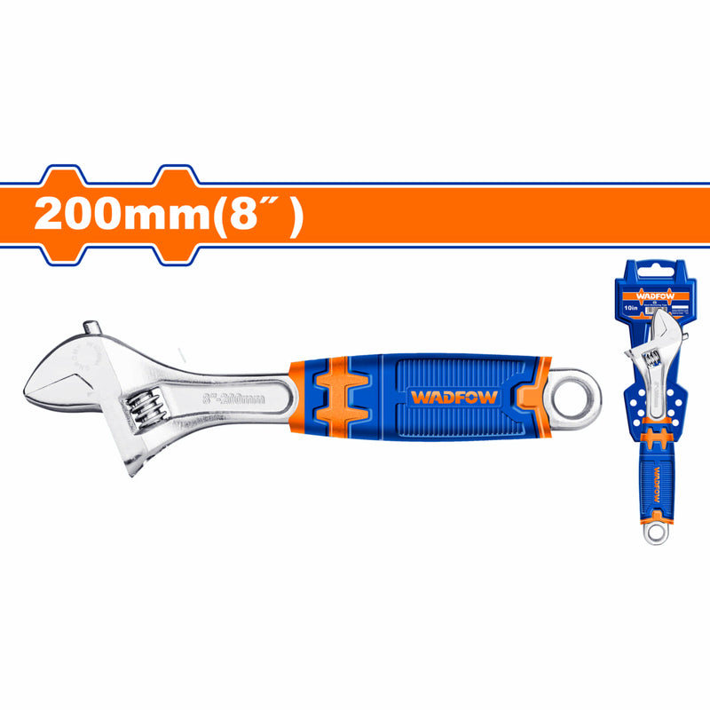 Llave inglesa ajustable Longitud:200mm(8") Ajustable: 0-30mm. Mango ergonómico. Acero al carbono.