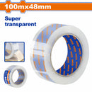 Tape de Embalaje Super Transparente 100mx48mm. Esp: 0.045mm. Ideal para cartón. Alta viscosidad.
