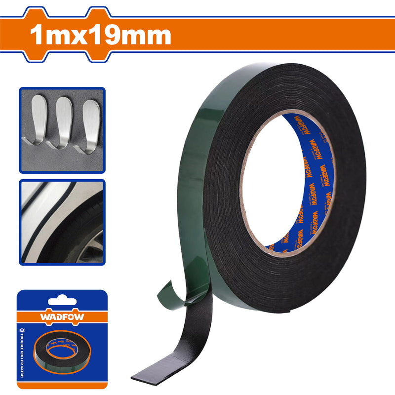 Tape adhesivo doble contacto Verde 1mx19mm. Esp: 1mm. Ideal para golpes, sello y aislamiento.