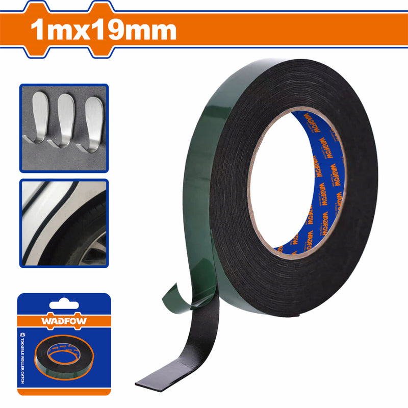 Tape adhesivo doble contacto Verde 1mx19mm. Esp: 1mm. Ideal para golpes, sello y aislamiento.