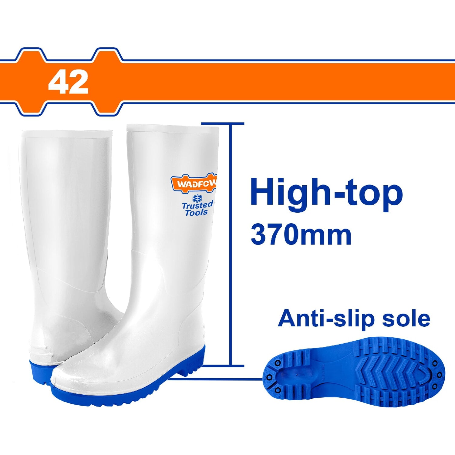 Botas caucho extra altas Talla 42. 100% Resistente al agua. PVC. Suela antiresbalante. Altura:370mm.