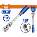 Ratchet de Cabeza Flexible 1/2". Cr-V.72 dientes. Rota 180º. Long: 300mm. Térmico. Cromado.