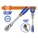 Ratchet de Cabeza Flexible 1/2". Cr-V.72 dientes. Rota 180º. Long: 300mm. Térmico. Cromado.