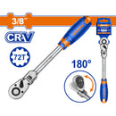 Ratchet de Cabeza Flexible 3/8". Cr-V.72 dientes. Rota 180º. Long: 250mm. Térmico. Cromado.