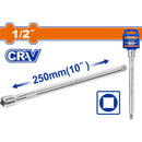 Barra Extensión para Sockets dados de 1/2". Long. 250mm(10") Cr-V. Tratamiento térmico. Cromado.