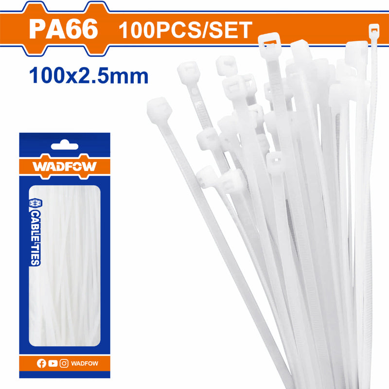 Zunchos plásticos 100 piezas. Blanco. Nylon. Long. 100mm. Se vende en Set.