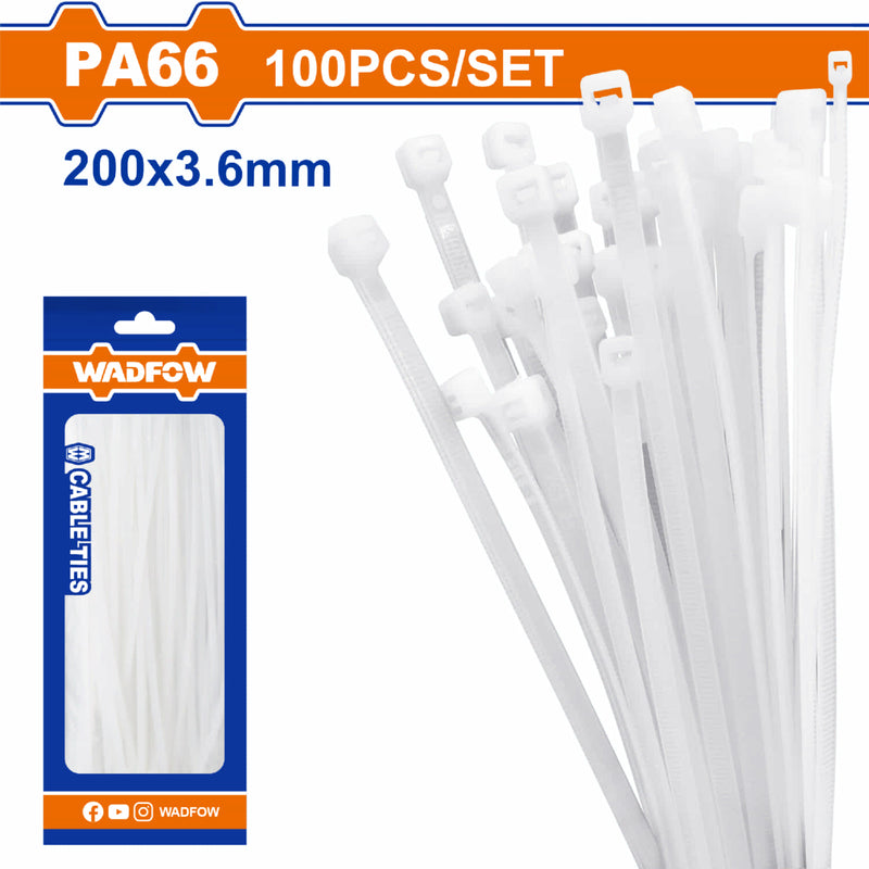 Zunchos plásticos 100 piezas. Blanco. Nylon. Long. 200mm. Se vende en Set.