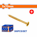 Tornillos para aglomerado 5x70mm. Pozidrive. Cabeza avellanada. Amarillo. 300 pzas.