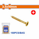 Tornillos para aglomerado 3.5x50mm. Pozidrive. Cabeza avellanada. Amarillo. Paq. de 150 piezas.
