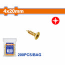 Tornillos para aglomerado 4x20mm. Pozidrive. Cabeza avellanada. Amarillo. Paq. de 200 piezas.