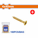 Tornillos para aglomerado 4x40mm. Pozidrive. Cabeza avellanada. Amarillo. Paq. de 150 piezas.
