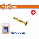 Tornillos para aglomerado 4.5x40mm. Pozidrive. Cabeza avellanada. Amarillo. Paq. de 150 piezas.