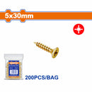Tornillos para aglomerado 5x30mm. Pozidrive. Cabeza avellanada. Amarillo. Paq. de 200 piezas.