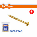 Tornillos para aglomerado 6x70mm. Pozidrive. Cabeza avellanada. Amarillo. Paq. de 50 piezas.