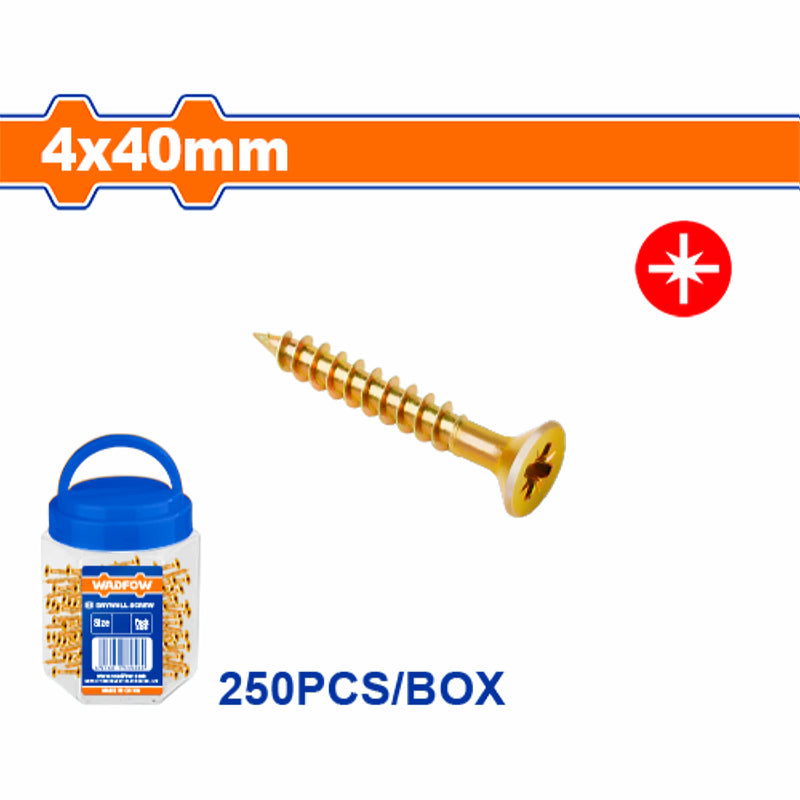 Tornillo para aglomerado Pozidrive. 4x40mm. Cabeza avellanada. Acero al carbono. (250 pzas)
