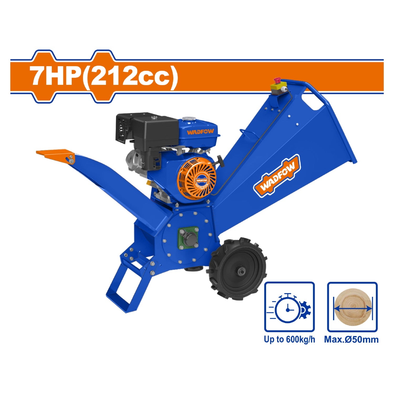 Chipeadora Picadora de Madera Biotrituradora. Capacidad (2")50mm. 7HP. Potencia max. 4.5KW/3600rpm.