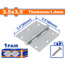 Bisagras de 3.5x3.5" Galvanizado. Para puertas. Espesor:1.4mm. Incluye Tornillos.2 piezas/par.