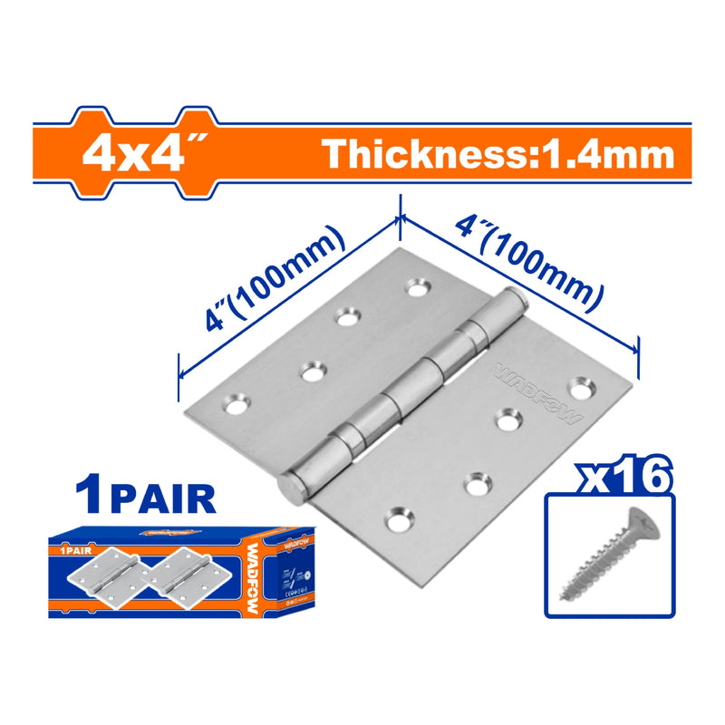 Bisagras de 4x4" Galvanizado. Para puertas. Espesor:1.4mm. Incluye Tornillos.2 piezas/par.