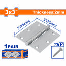 Bisagras de 3x3" Galvanizado. Para puertas. Espesor:2mm. Incluye Tornillos.2 piezas/par.